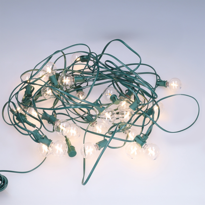 Brilagi - LED āra dekoratīvā virtene GIRLANDA 25xE12/0,8W/230V 20m zaļa IP44 siltā balta