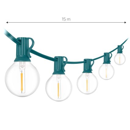 Brilagi - LED āra dekoratīvā virtene GIRLANDA 25xE12/0,8W/230V 20m zaļa IP44 siltā balta