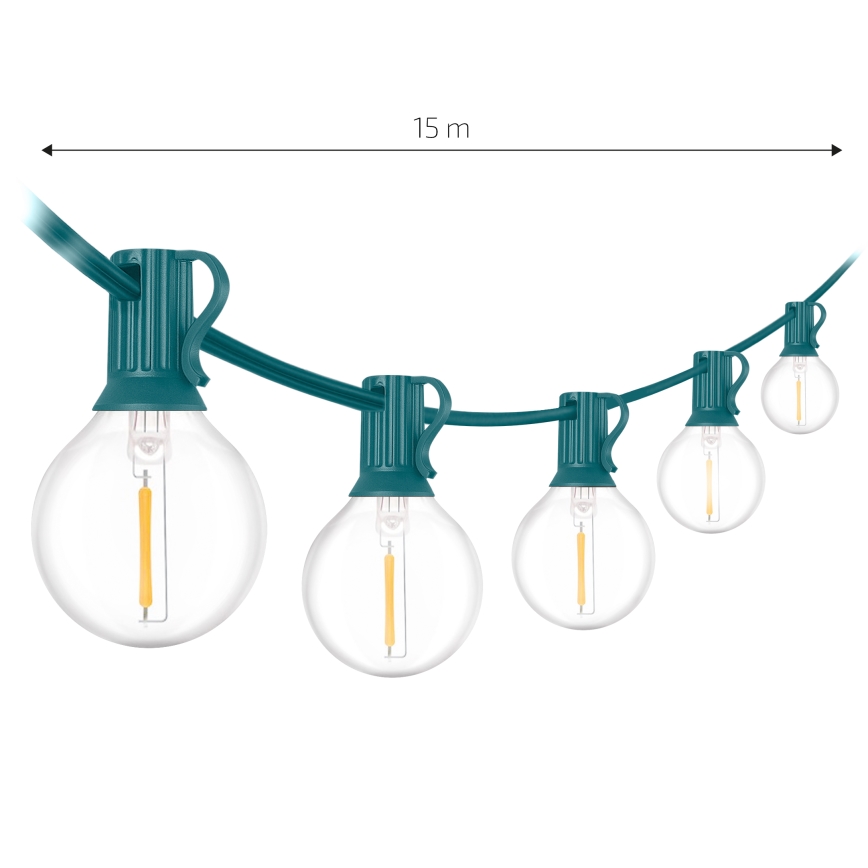 Brilagi - LED āra dekoratīvā virtene GIRLANDA 25xE12/0,8W/230V 20m zaļa IP44 siltā balta