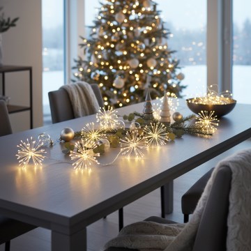 Brilagi - LED āra gaismas virtene 150xLED 5m IP44 siltā balta, uguņošanas efekts