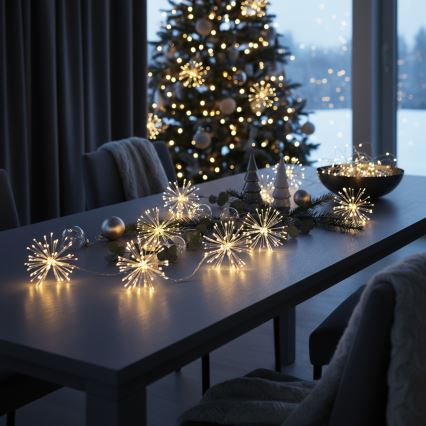 Brilagi - LED āra gaismas virtene 150xLED 5m IP44 siltā balta, uguņošanas efekts