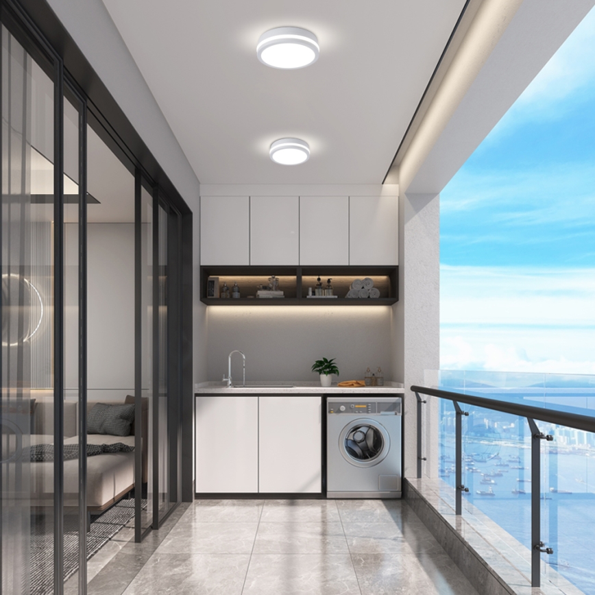 Brilagi - LED āra griestu gaismeklis ar sensoru BENE LED/18W/230V Ø 21,5 cm balts IP54