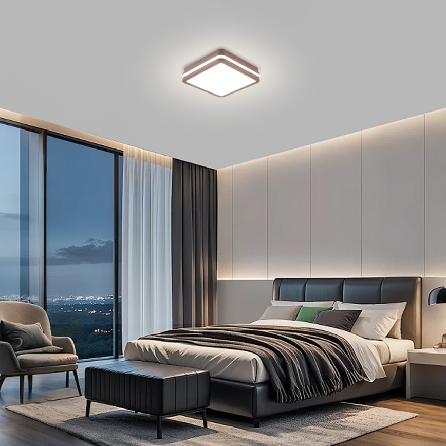 Brilagi - LED āra griestu gaismeklis ar sensoru BENE LED/18W/230V 21,5x21,5 cm brūns IP54