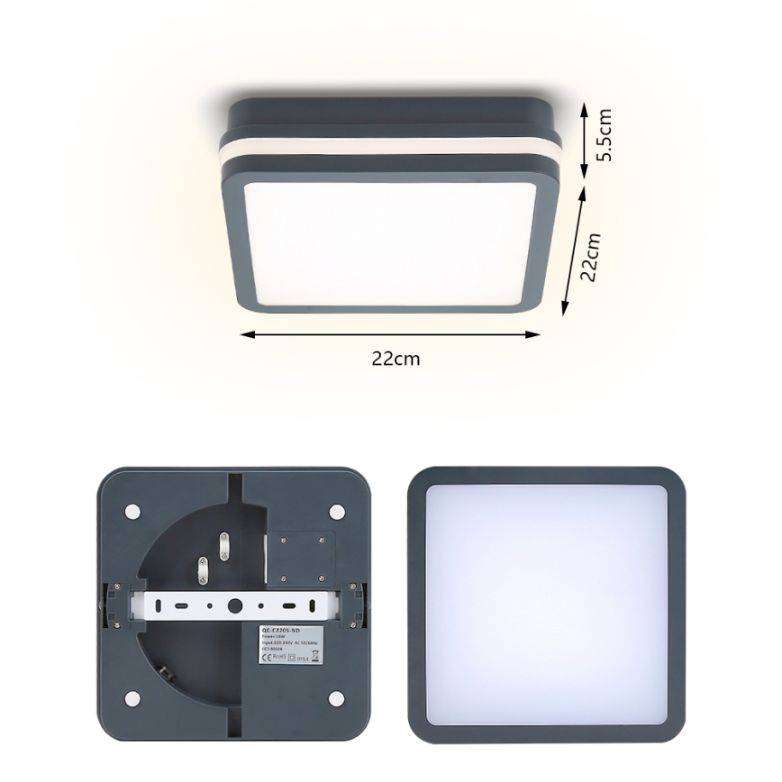 Brilagi - LED āra gaismeklis ar sensoru BENE LED/18W/230V 22x22 cm antracīts IP54