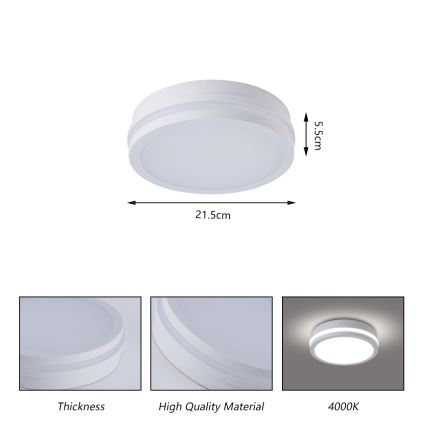Brilagi - Āra LED griestu lampa BENE ar sensoru LED/18W/230V Ø 21,5 cm balta IP54