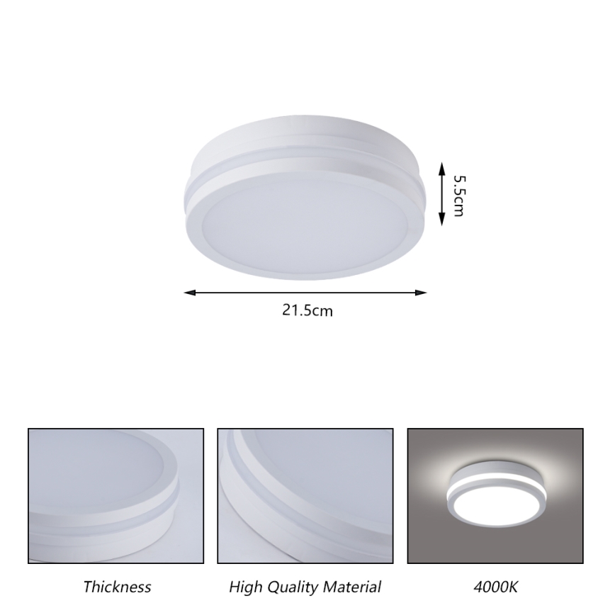 Brilagi - Āra LED griestu lampa BENE ar sensoru LED/18W/230V Ø 21,5 cm balta IP54
