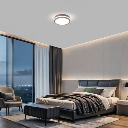 Brilagi - LED āra griestu gaismeklis ar sensoru BENE LED/18W/230V Ø 21,5 cm brūns IP54