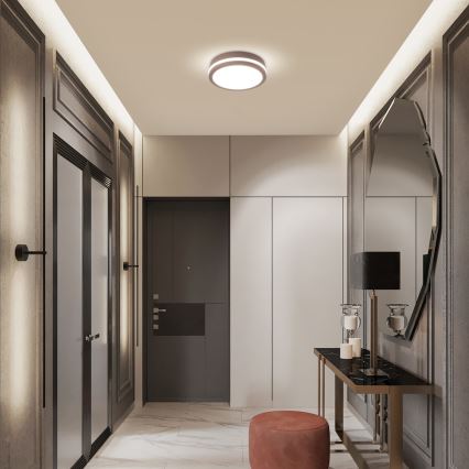 Brilagi - LED āra griestu gaismeklis ar sensoru BENE LED/18W/230V Ø 21,5 cm brūns IP54