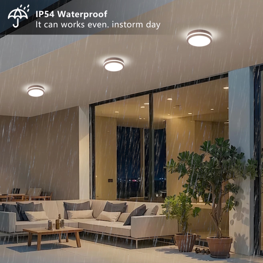 Brilagi - LED āra griestu gaismeklis ar sensoru BENE LED/18W/230V Ø 21,5 cm brūns IP54