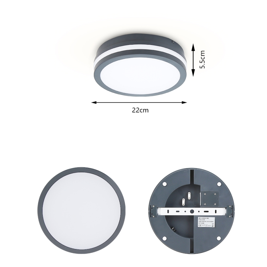 Brilagi - LED āra gaismeklis ar sensoru BENE LED/18W/230V Ø 22 cm antracīts IP54
