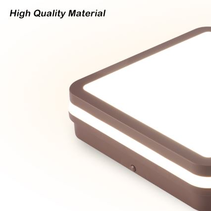 Brilagi - LED āra griestu gaismeklis ar sensoru BENE LED/24W/230V 26x26 cm brūns IP54