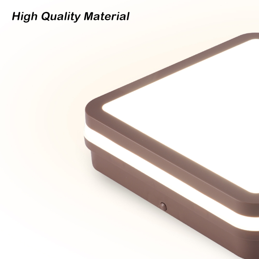 Brilagi - LED āra griestu gaismeklis ar sensoru BENE LED/24W/230V 26x26 cm brūns IP54