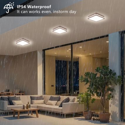 Brilagi - LED āra griestu gaismeklis ar sensoru BENE LED/24W/230V 26x26 cm brūns IP54