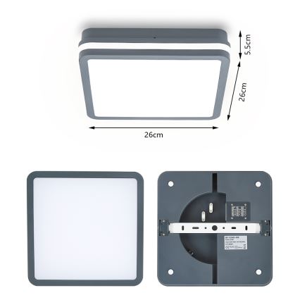 Brilagi - LED āra gaismeklis ar kustības sensoru BENE LED/24W/230V 26x26 cm antracīts IP54
