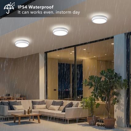 Brilagi - LED āra griestu gaismeklis ar sensoru BENE LED/24W/230V Ø 26 cm balts IP54