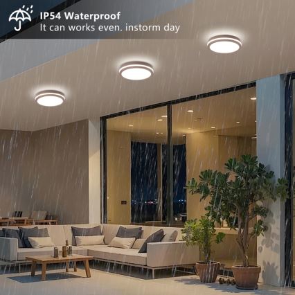 Brilagi - Āra LED gaismeklis ar sensoru BENE LED/24W/230V Ø 26 cm brūns IP54