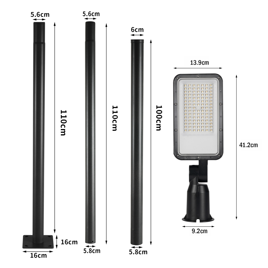 Brilagi - LED āra ielu lampa ar mastu un locītavu 3 m URBANLIGHT LED/50W/230V melna IP65
