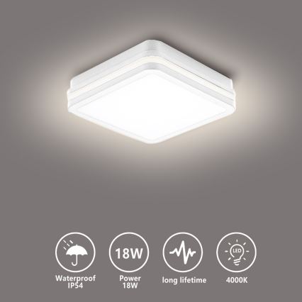 Brilagi - LED āra gaismeklis BENE LED/18W/230V 22x22 cm balts IP54