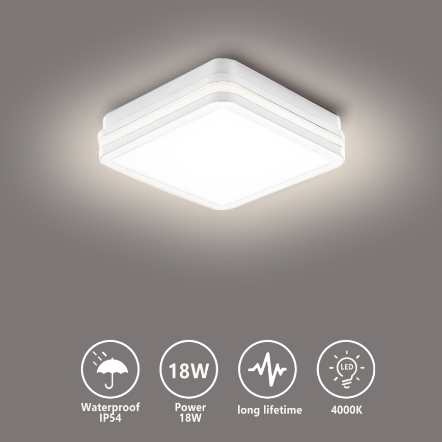Brilagi - LED āra gaismeklis BENE LED/18W/230V 22x22 cm balts IP54