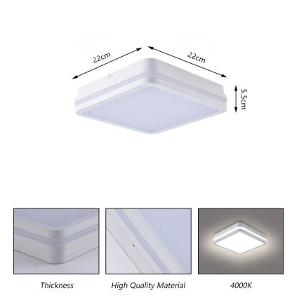 Brilagi - LED āra gaismeklis BENE LED/18W/230V 22x22 cm balts IP54