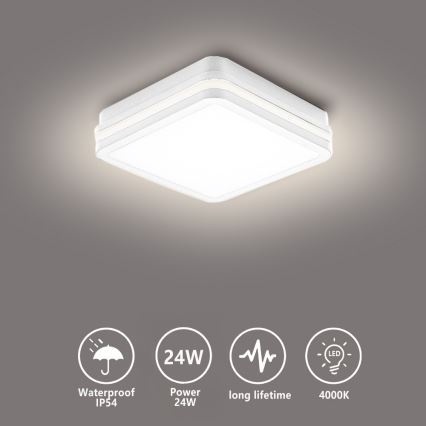 Brilagi - LED āra gaismeklis BENE LED/24W/230V 26x26 cm balts IP54