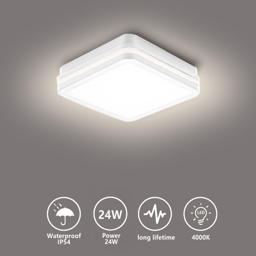 Brilagi - LED āra gaismeklis BENE LED/24W/230V 26x26 cm balts IP54