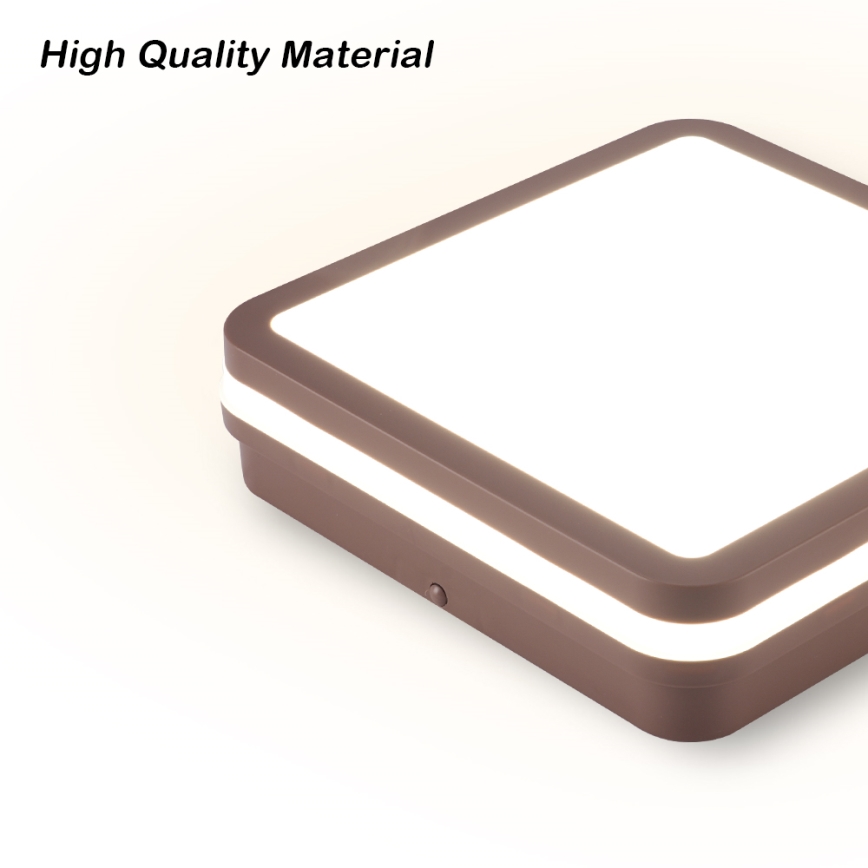 Brilagi - LED āra griestu gaismeklis BENE LED/18W/230V 21,5x21,5 cm brūns IP54