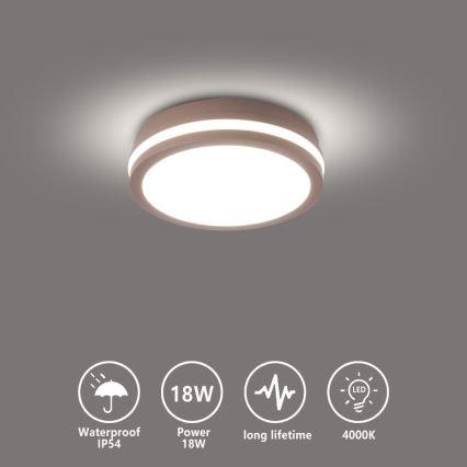 Brilagi - LED āra griestu gaismeklis BENE LED/18W/230V Ø 21,5 cm brūns IP54
