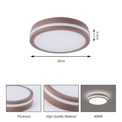 Brilagi - LED āra griestu gaismeklis BENE LED/24W/230V Ø 26 cm brūns IP54