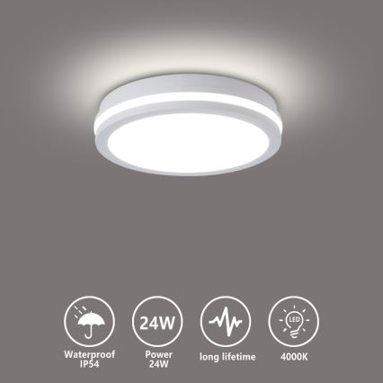 Brilagi - LED āra griestu lampa BENE LED/24W/230V Ø 26 cm balta IP54