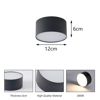 BRILAGI - LED āra griestu lampa FORIS LED/14W/230V Ø 12 cm melna IP44