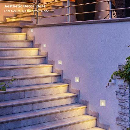 Brilagi - LED āra iebūvējamais gaismeklis STAIRDOT LED/2W/230V balts IP65 kvadrātveida