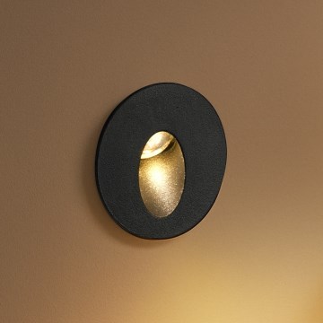 Brilagi - LED āra iebūvējamais gaismeklis STAIRDOT LED/2W/230V, melns, IP65, apaļš