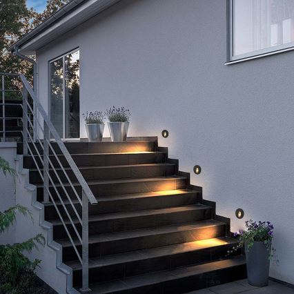 Brilagi - LED āra iebūvējamais gaismeklis STAIRDOT LED/2W/230V, melns, IP65, apaļš