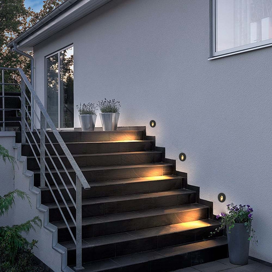 Brilagi - LED āra iebūvējamais gaismeklis STAIRDOT LED/2W/230V, melns, IP65, apaļš