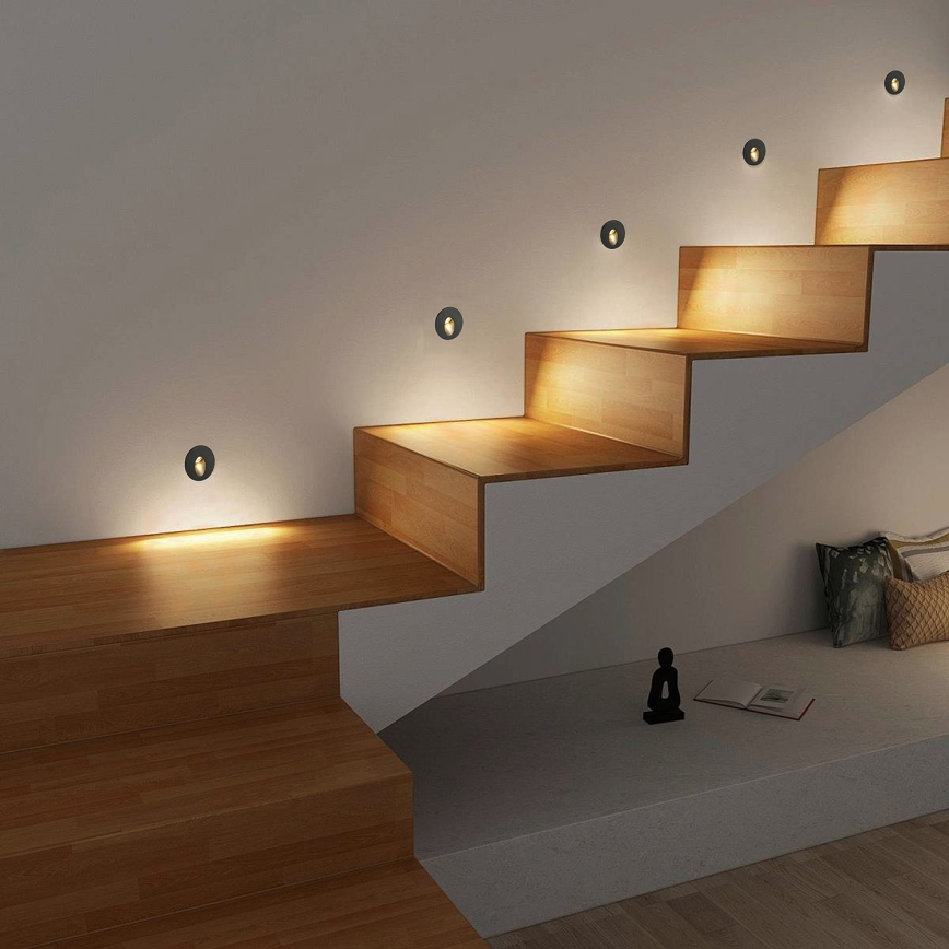 Brilagi - LED āra iebūvējamais gaismeklis STAIRDOT LED/2W/230V, melns, IP65, apaļš