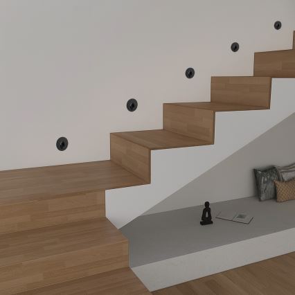 Brilagi - LED āra iebūvējamais gaismeklis STAIRDOT LED/2W/230V, melns, IP65, apaļš