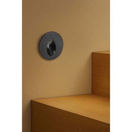 Brilagi - LED āra iebūvējamais gaismeklis STAIRDOT LED/2W/230V, melns, IP65, apaļš
