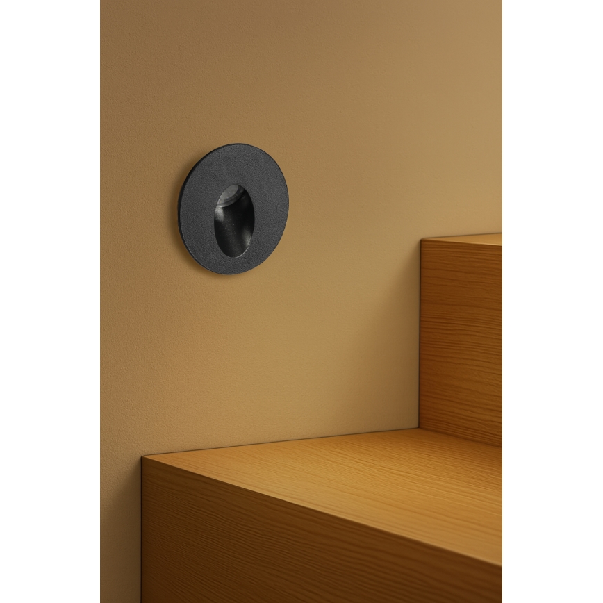 Brilagi - LED āra iebūvējamais gaismeklis STAIRDOT LED/2W/230V, melns, IP65, apaļš