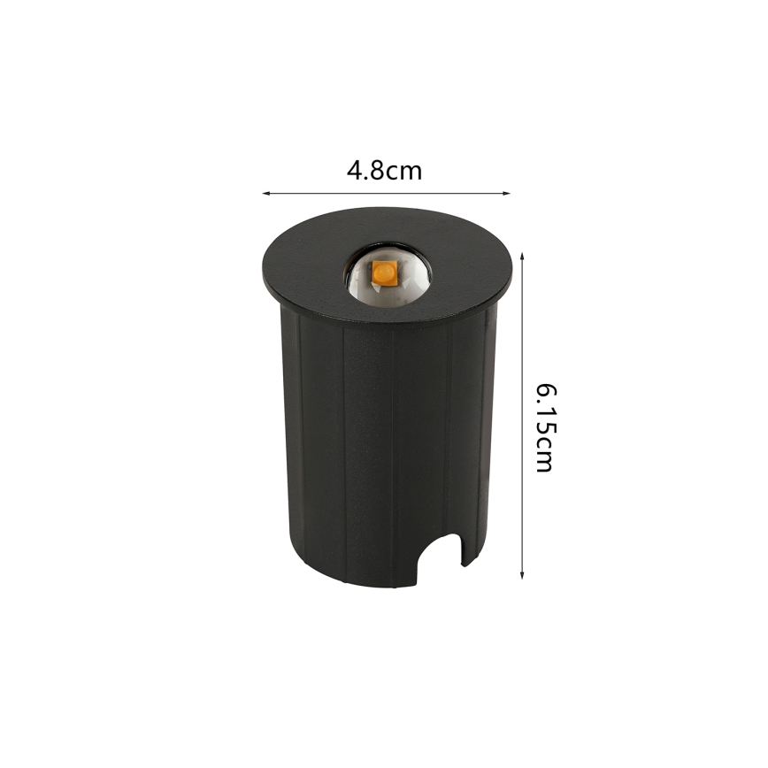Brilagi - LED āra iebūvējamais gaismeklis STAIRDOT LED/2W/230V, melns, IP65, apaļš