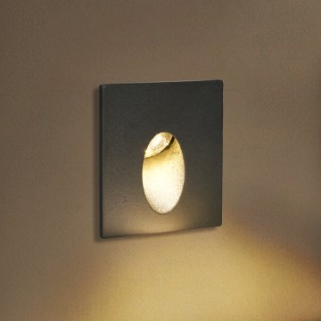 Brilagi - LED āra iebūvējamais gaismeklis STAIRDOT LED/2W/230V melns IP65 kvadrātveida