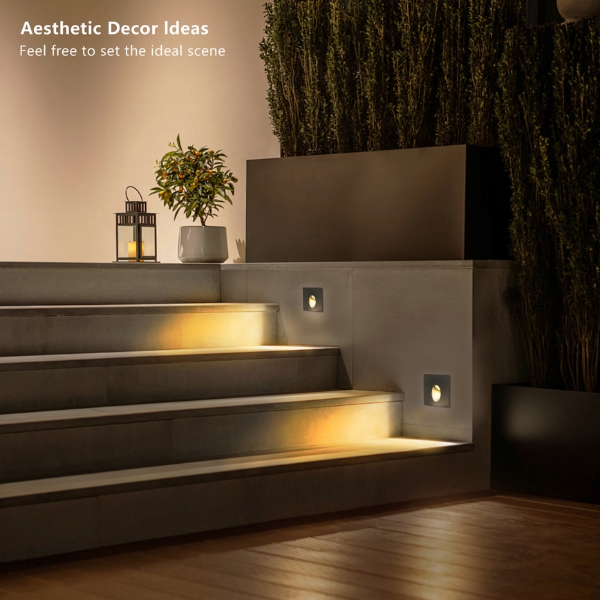 Brilagi - LED āra iebūvējamais gaismeklis STAIRDOT LED/2W/230V melns IP65 kvadrātveida