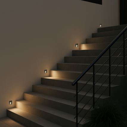 Brilagi - LED āra iebūvējamais gaismeklis STAIRDOT LED/2W/230V melns IP65 kvadrātveida
