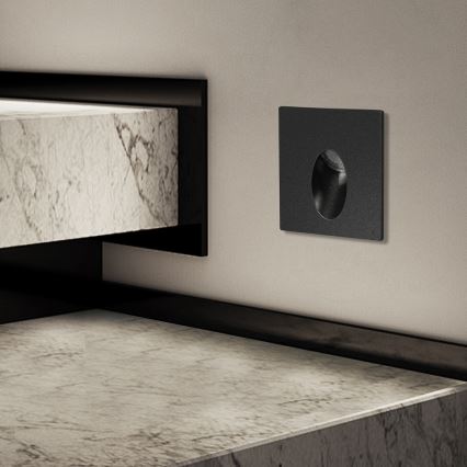 Brilagi - LED āra iebūvējamais gaismeklis STAIRDOT LED/2W/230V melns IP65 kvadrātveida