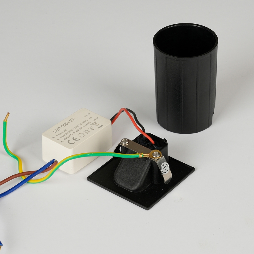 Brilagi - LED āra iebūvējamais gaismeklis STAIRDOT LED/2W/230V melns IP65 kvadrātveida