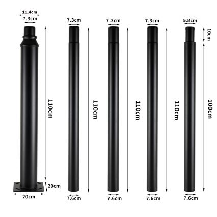 Brilagi - LED āra ielu laterna ar 5 m stabu URBANSPARK LED/120W/230V melna IP65