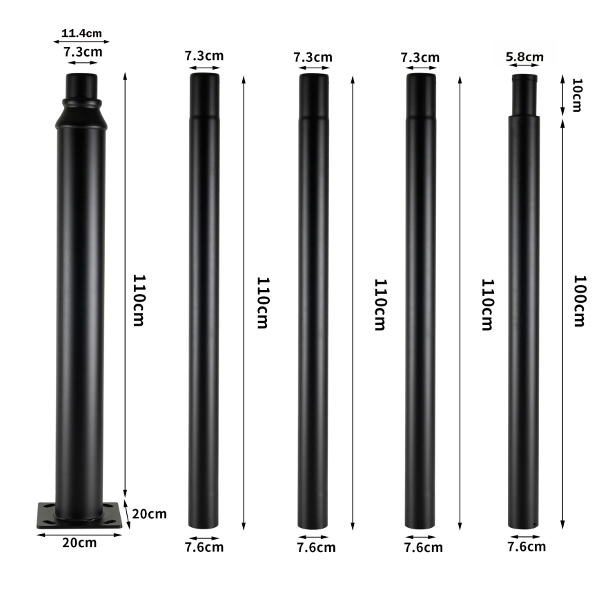 Brilagi - LED āra ielu laterna ar 5 m stabu URBANSPARK LED/120W/230V melna IP65