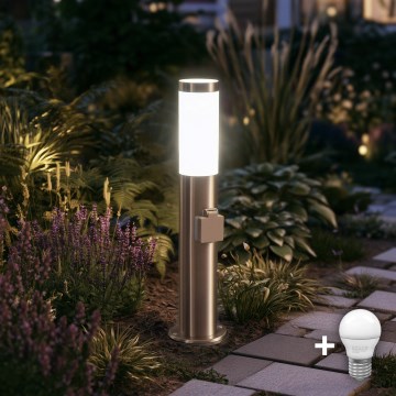 BRILAGI - LED āra lampa ar kontaktligzdu ELIA 1xE27/7W/230V 4000K IP44 50 cm matēts hroms
