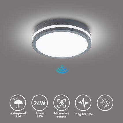 Brilagi - LED Āra lampa ar sensoru BENE LED/24W/230V d. 26 cm antracīta IP54