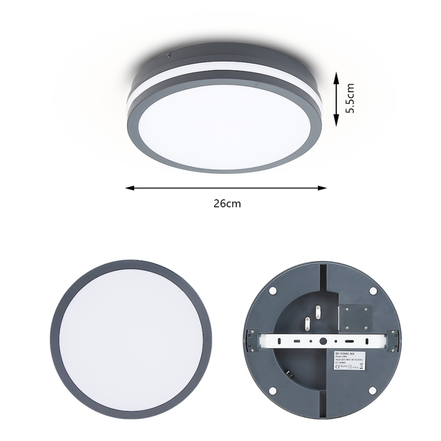 Brilagi - LED Āra lampa ar sensoru BENE LED/24W/230V d. 26 cm antracīta IP54